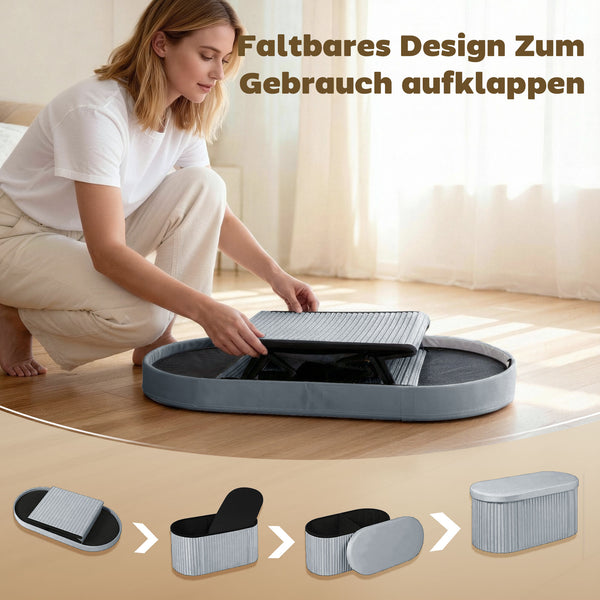 Sitzbank Polsterbank klappbar mit Stauraum Samt dunkelgrau