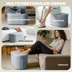 Sitzbank Polsterbank klappbar mit Stauraum Samt dunkelgrau