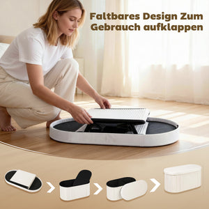 Sitzbank Polsterbank klappbar mit Stauraum für Wohnzimmer Samt creme
