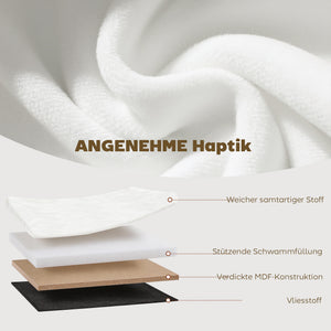 Sitzbank Polsterbank klappbar mit Stauraum für Wohnzimmer Samt creme