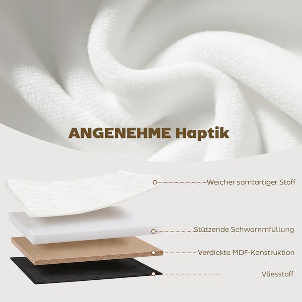 Sitzbank Polsterbank klappbar mit Stauraum für Wohnzimmer Samt creme