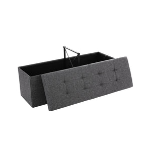 Sitzbank Stauraum Klappdeckel 110x38x38cm Stoff Dunkelgrau