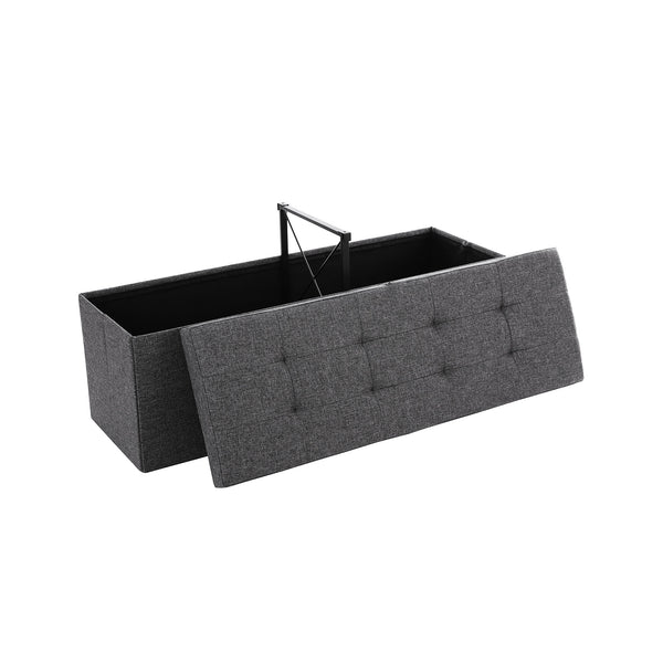 Sitzbank Stauraum Klappdeckel 110x38x38cm Stoff Dunkelgrau