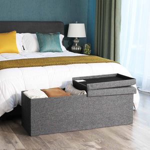Sitzbank Stauraum Klappdeckel 110x38x38cm Stoff Dunkelgrau