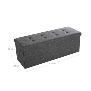 Sitzbank Stauraum Klappdeckel 110x38x38cm Stoff Dunkelgrau