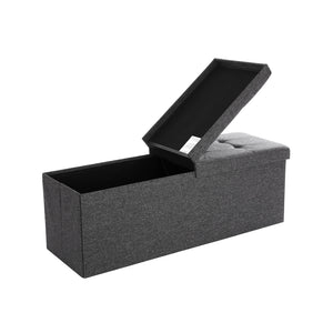 Sitzbank Stauraum Klappdeckel 110x38x38cm Stoff Dunkelgrau