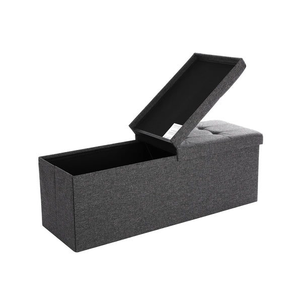 Sitzbank Stauraum Klappdeckel 110x38x38cm Stoff Dunkelgrau