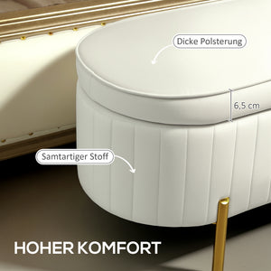 Sitzbank mit Stauraum und Klappdeckel cremeweiss goldfarben