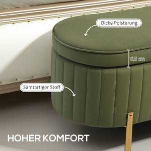 Sitzbank Polsterbank mit Stauraum und Klappdeckel dunkelgrün
