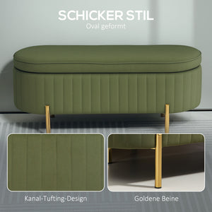 Sitzbank Polsterbank mit Stauraum und Klappdeckel dunkelgrün
