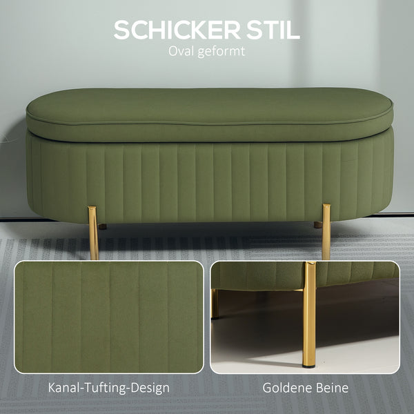 Sitzbank Polsterbank mit Stauraum und Klappdeckel dunkelgrün