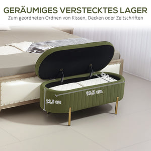 Sitzbank Polsterbank mit Stauraum und Klappdeckel dunkelgrün