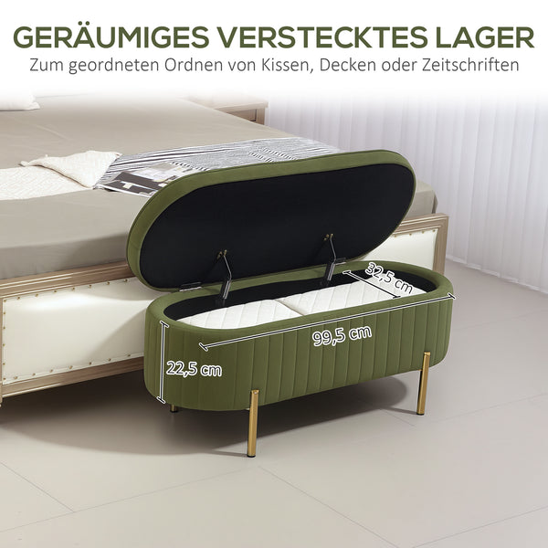 Sitzbank Polsterbank mit Stauraum und Klappdeckel dunkelgrün
