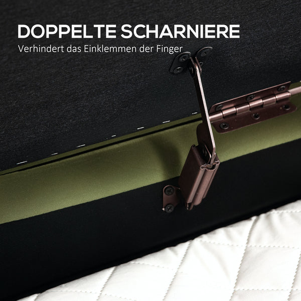 Sitzbank Polsterbank mit Stauraum und Klappdeckel dunkelgrün