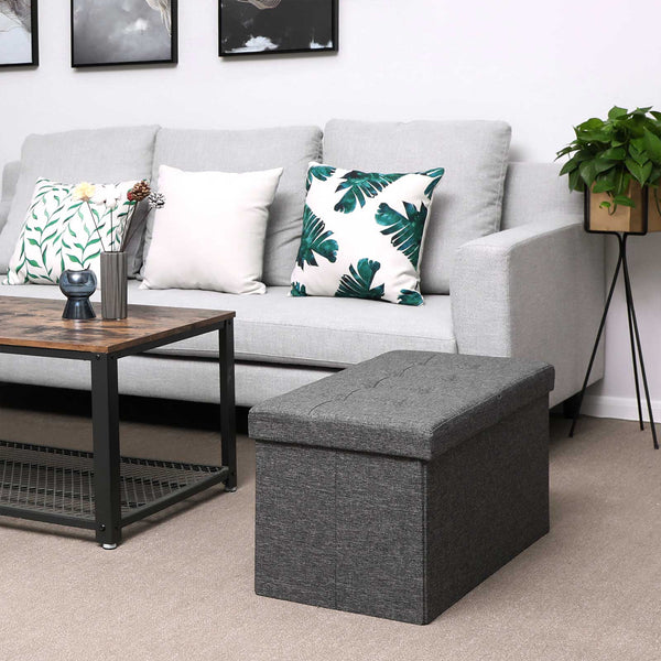 Sitzbank Stauraum kompakt 76x38x38cm Stoff Dunkelgrau
