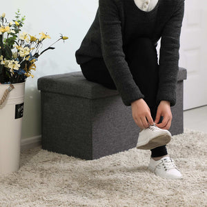 Sitzbank Stauraum kompakt 76x38x38cm Stoff Dunkelgrau