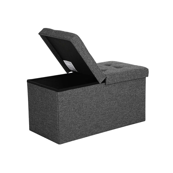 Sitzbank Stauraum kompakt 76x38x38cm Stoff Dunkelgrau