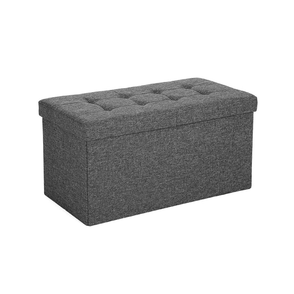 Sitzbank Stauraum kompakt 76x38x38cm Stoff Dunkelgrau