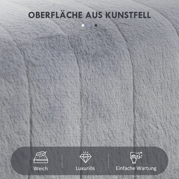 Sitzbank Kunstfell Metallbeine 82x30x47cm Grau