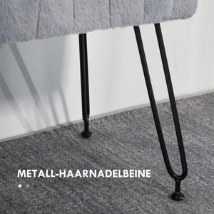 Sitzbank Kunstfell Metallbeine 82x30x47cm Grau