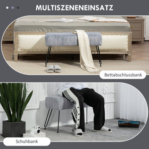 Sitzbank Kunstfell Metallbeine 82x30x47cm Grau