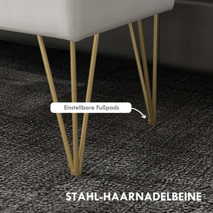 Sitzbank Polsterbank Leinenoptik Stauraum 100x40x49cm Creme