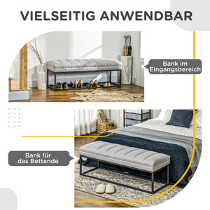 Sitzbank Leinenoptik 200kg Traglast stilvoll Hellgrau