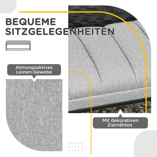 Sitzbank Leinenoptik 200kg Traglast stilvoll Hellgrau