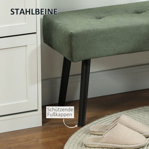 Sitzbank Polsterbank mit Metallbeinen 100x36x45cm Cord grün