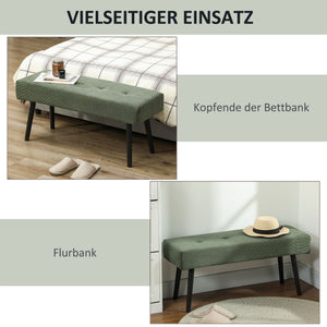 Sitzbank Polsterbank mit Metallbeinen 100x36x45cm Cord grün