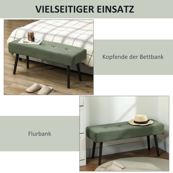 Sitzbank Polsterbank mit Metallbeinen 100x36x45cm Cord grün