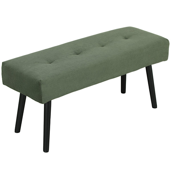 Sitzbank Polsterbank mit Metallbeinen 100x36x45cm Cord grün