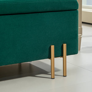 Sitzbank Polsterbank mit Stauraum Gummiholz 100x40x42cm Grün