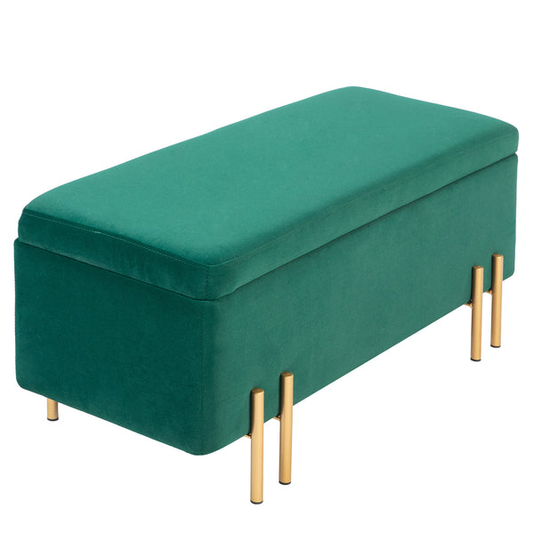 Sitzbank Polsterbank mit Stauraum Gummiholz 100x40x42cm Grün