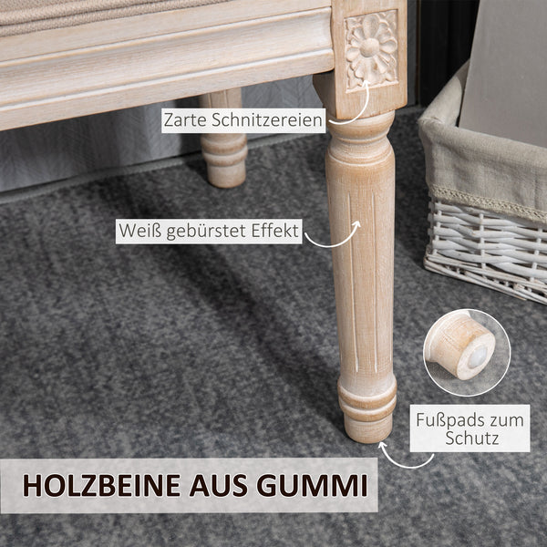Sitzbank Polsterbank Leinenoptik bis 120kg 117x40x48cm Beige