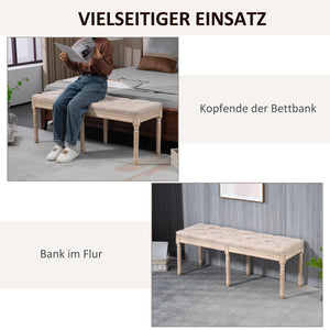 Sitzbank Polsterbank Leinenoptik bis 120kg 117x40x48cm Beige