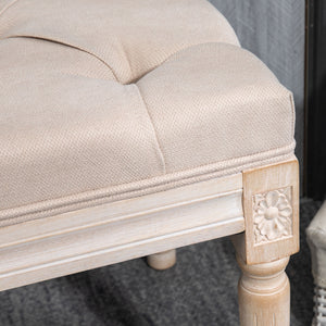 Sitzbank Polsterbank Leinenoptik bis 120kg 117x40x48cm Beige