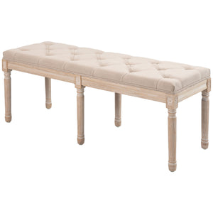 Sitzbank Polsterbank Leinenoptik bis 120kg 117x40x48cm Beige