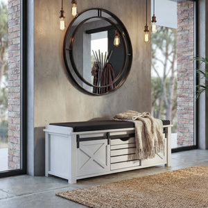 Sitzbank mit Staufächern Polsterbank Shabby-Look 43x102x33cm weiss