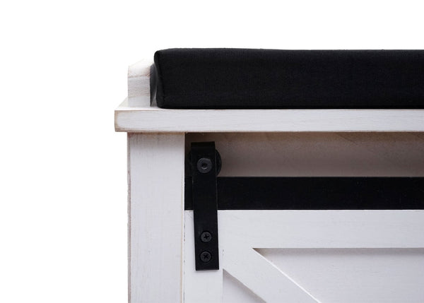 Sitzbank mit Staufächern Polsterbank Shabby-Look 43x102x33cm weiss