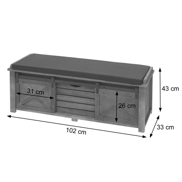 Sitzbank mit Staufächern Polsterbank Shabby-Look 43x102x33cm weiss