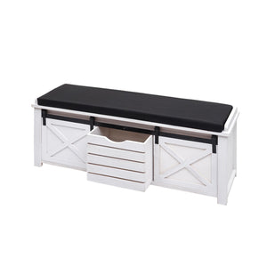 Sitzbank mit Staufächern Polsterbank Shabby-Look 43x102x33cm weiss