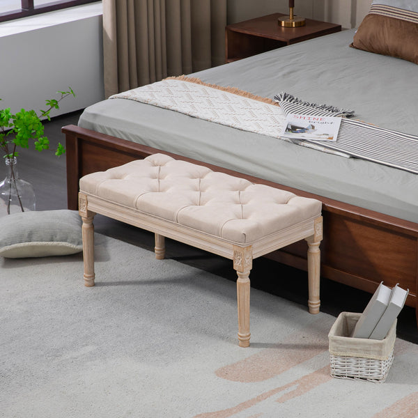 Panca imbottita vintage, fino a 120 kg, 80x40x43 cm, beige