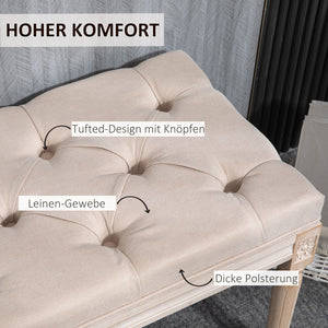 Panca imbottita vintage, fino a 120 kg, 80x40x43 cm, beige