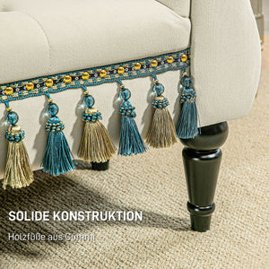 Sitzbank Polsterbank Samtoptik Vintage-Design 117x40x58cm Beige