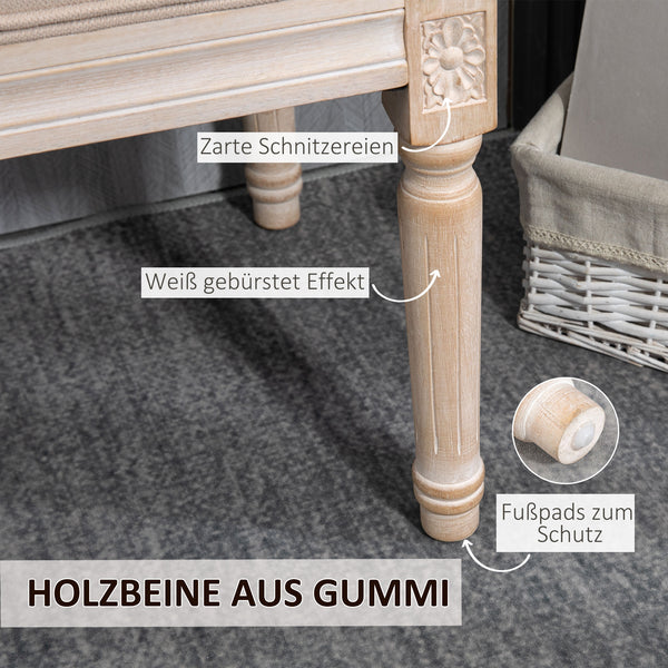 Panca imbottita vintage, fino a 120 kg, 80x40x43 cm, beige