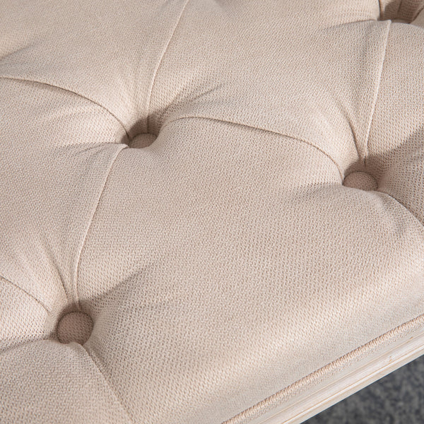 Panca imbottita vintage, fino a 120 kg, 80x40x43 cm, beige
