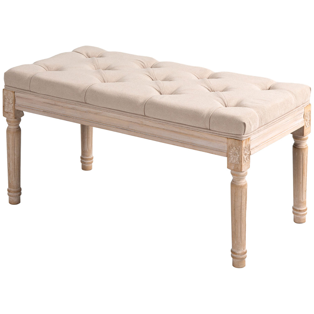 Panca imbottita vintage, fino a 120 kg, 80x40x43 cm, beige