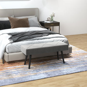 Sitzbank Polsterbank Samtoptik X-Muster 100x36x45cm Grau