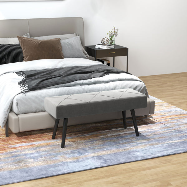 Sitzbank Polsterbank Samtoptik X-Muster 100x36x45cm Grau